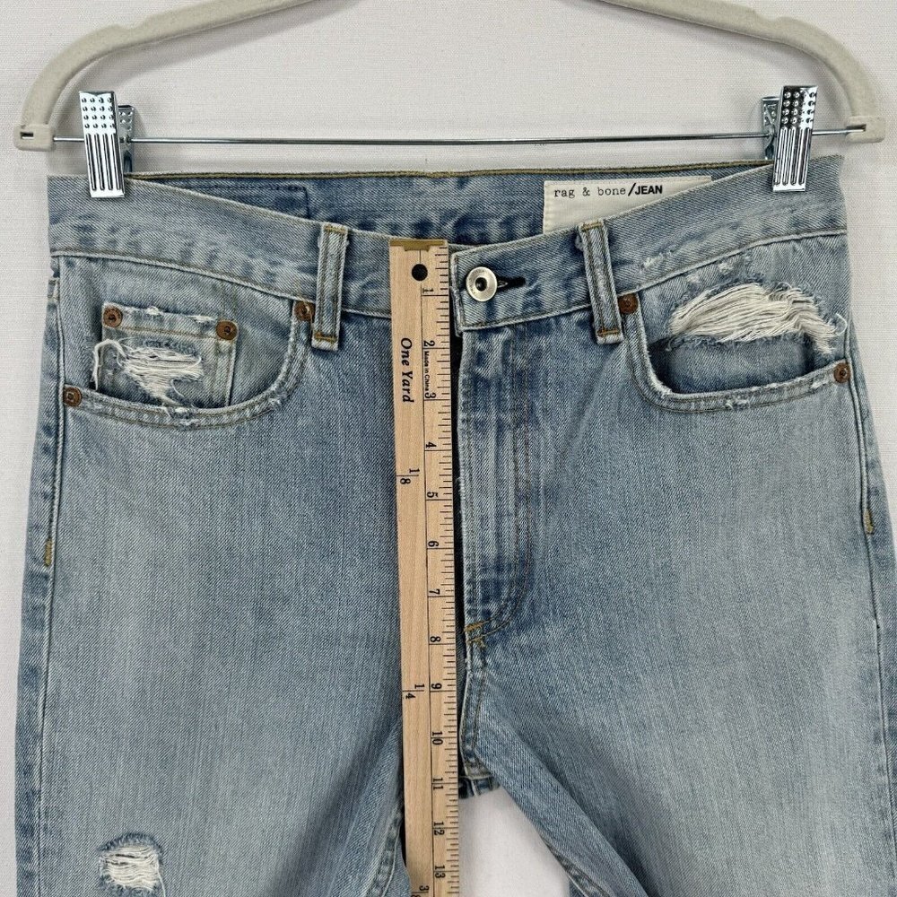 Rag & Bone Jeans Womens 27 Blue Crop Boyfriend Distressed Light Wash Rigid Denim - Picture 15 of 16